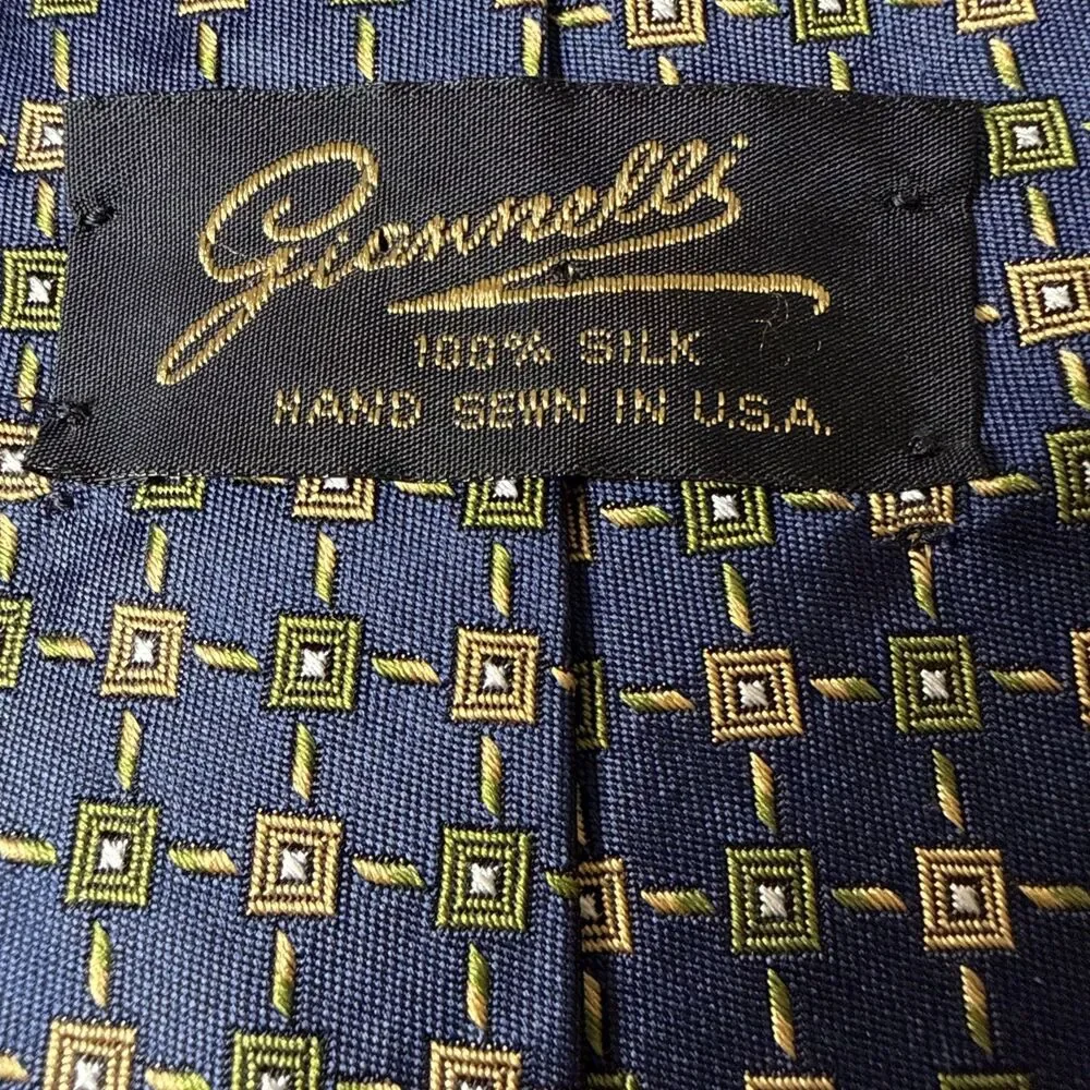 Giannelli 100% Silk Tie Geometric Men's Necktie Hand Made In‎ USA